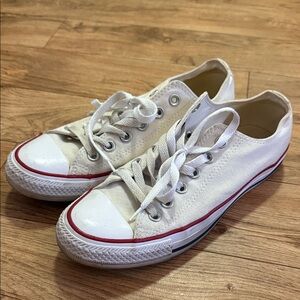 White Canvas Convers with Red Trim